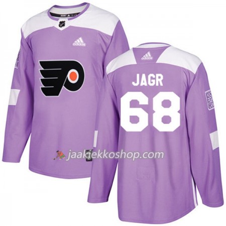 Miehille NHL Philadelphia Flyers Pelipaita Jaromir Jagr 68 Adidas 2017-2018 Violetti Fights Cancer Practice Authentic